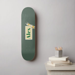 Skate Flores em Aquarela Moderna & Fundo Verde