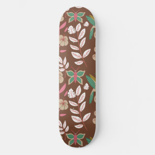 Skate Flores, flores, folhas, borboletas, sem costura,