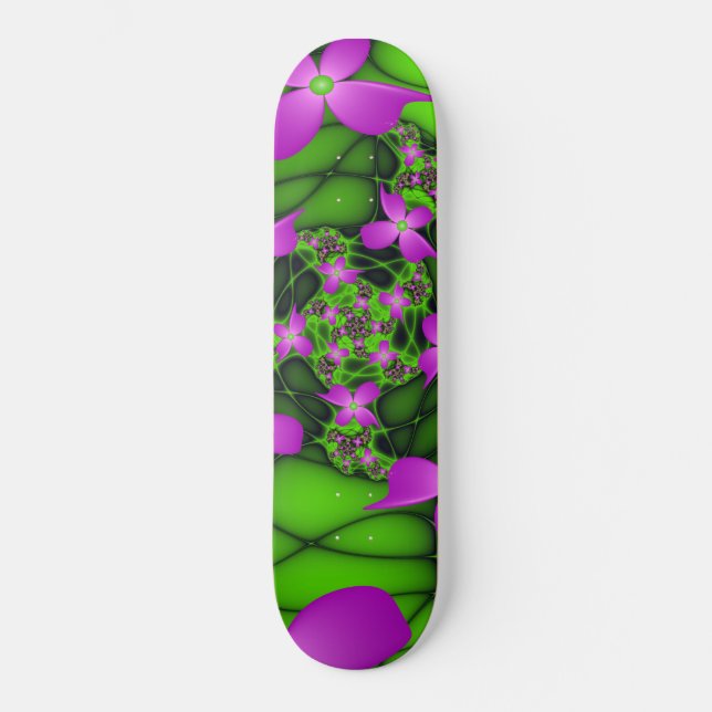 Skate Flores Fractais Verdes Rosa-Rosa-Abstrato modernas (Frente)