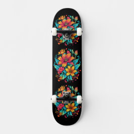 Skate Flores Laranja Vibrantes