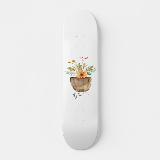 Skate Flores Pintadas De Coral Russo (Frente)