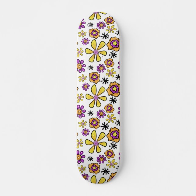 Skate Flores Retro De Groovy (Frente)