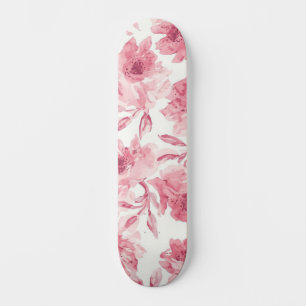 Skate Flores Rosa Bege Pintadas a Aquarela Floral Arejad
