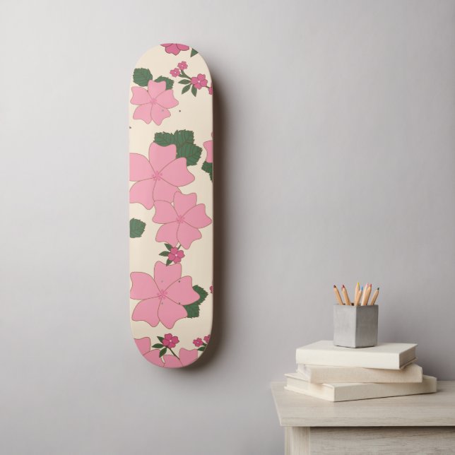 Skate Flores Rosa, Padrão Floral, Padrão De Flores (Arte de parede)