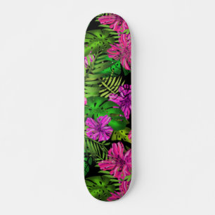 Skate Flores tropicais e plantas a preto