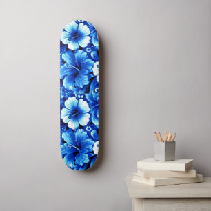 Skate Flores tropicais havaianas Hibiscus Cobalt Blue