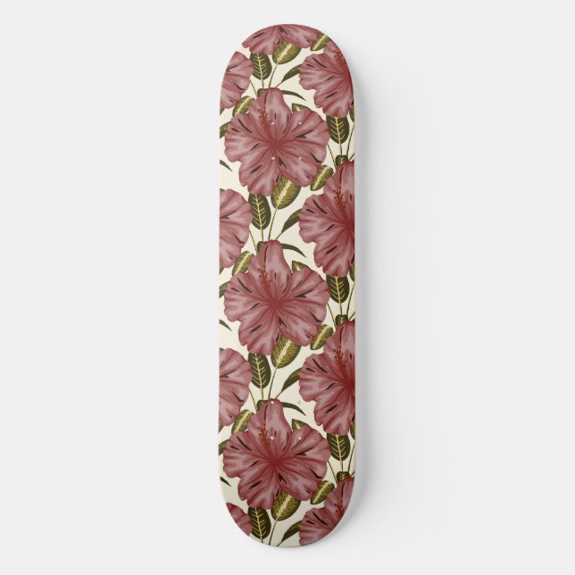 Skate Flores tropicais, padrão sem costura | flores verm (Frente)