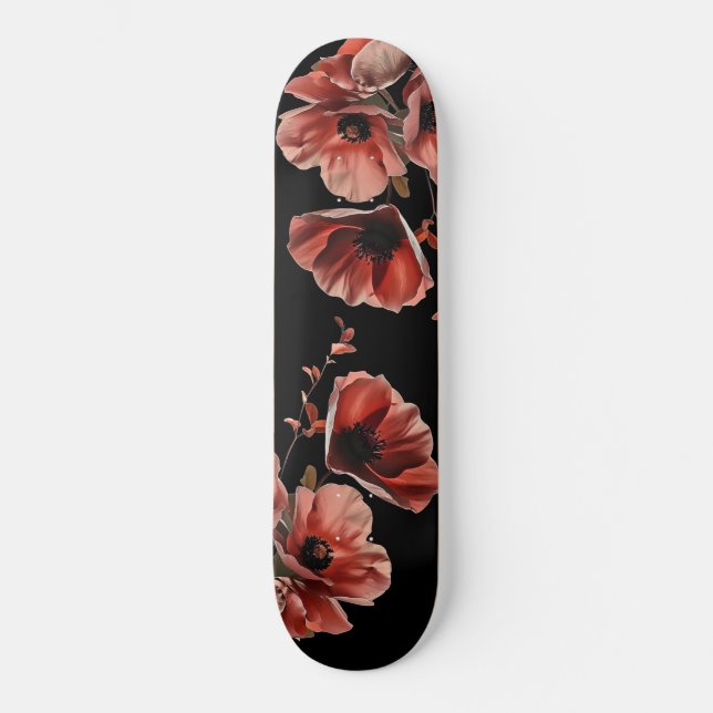 Skate Flores Vermelhas de Papoula Preta (Frente)