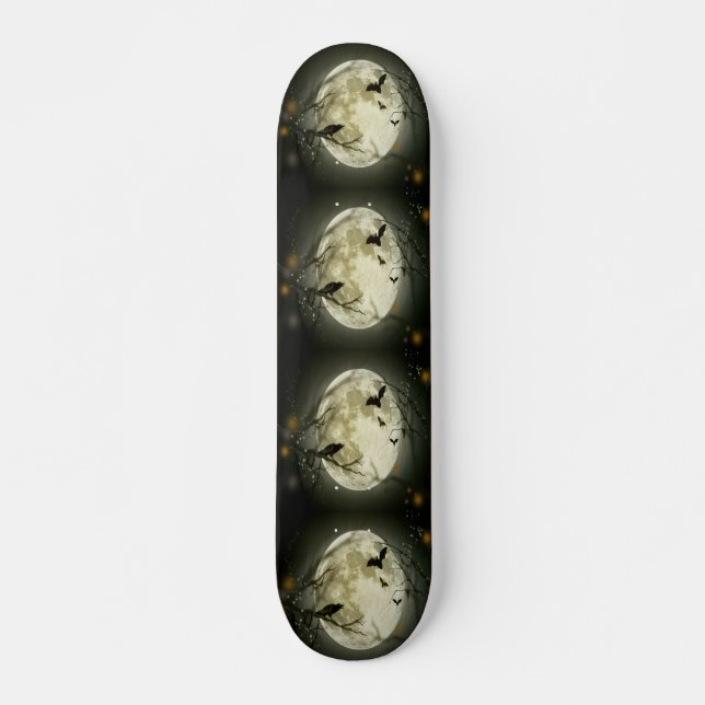 Skate Floresta de Halloween, Morcegos, Paisagem (Frente)