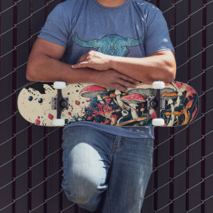 Skate Floresta Psicodélica de Cogumelos com Violão