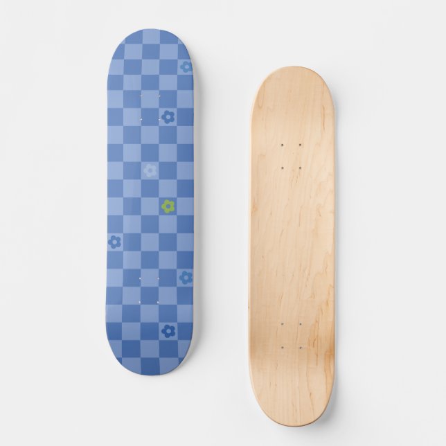 Skate Flower Checkered Pattern No. 01 - Light Blue (Frente)