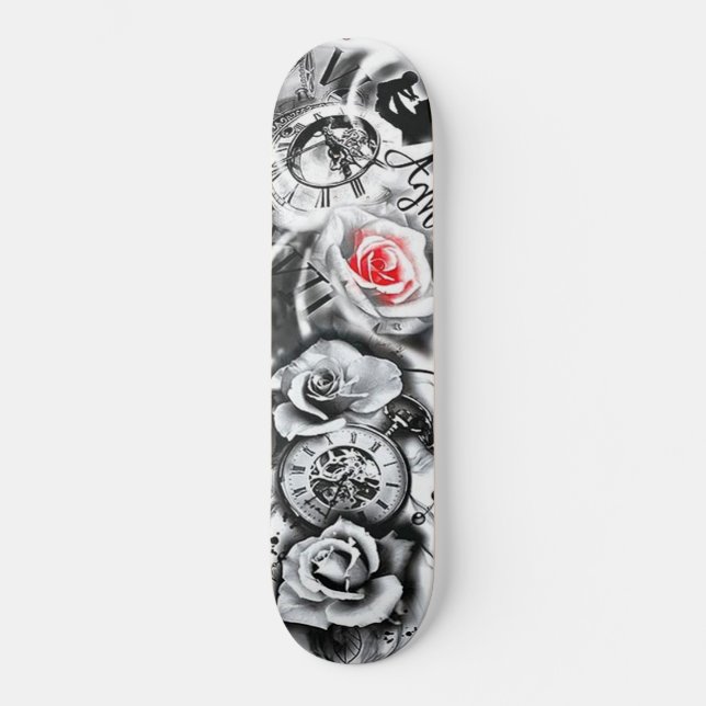 Skate Flowers Rosa Clock Birth Pai Filho (Frente)