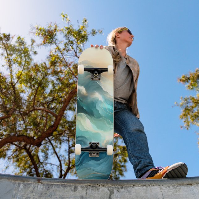 Skate Fluxo Abstrato de Oceano Dourado (Ao ar livre 1)