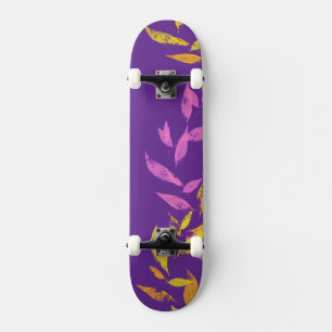 Skate Folha de Outono Rosa Roxo Amarelo 