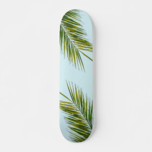 Skate Folha de Palmeira Verde Tropical em Azul Claro