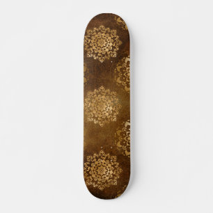 Skate Folha Dourado elegante e mandala indiana preta