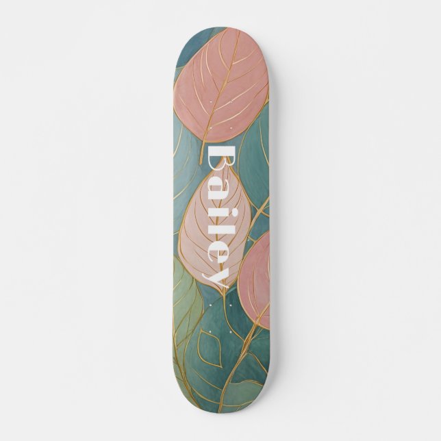 Skate Folhagem Whimsical: Folhas de Pastel (Frente)