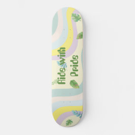 Skate Folhas de Arco-Íris Estética Suave Cor Pastel