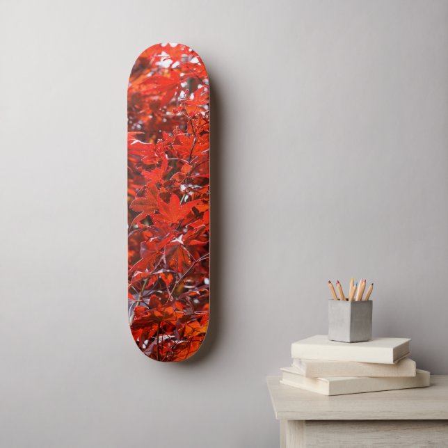 Skate Folhas de Mapeamento Vermelho Japonês Elegante (Arte de parede)