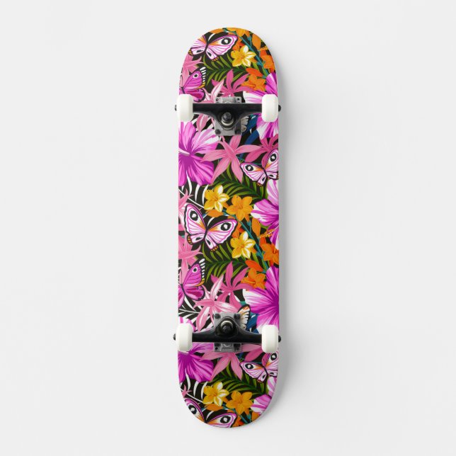 Skate Folhas e flores tropicais (Frente)