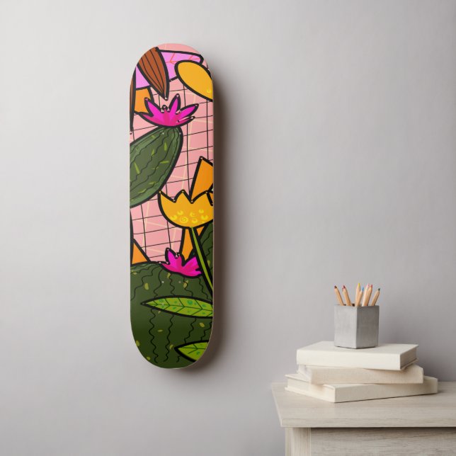 Skate Folhas e flores tropicais abstratas (Arte de parede)