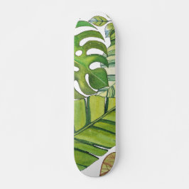 Skate Folhas Tropicais Cujas Cores De Água São Desenhada