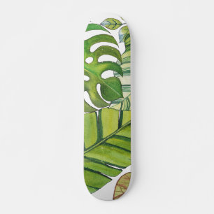 Skate Folhas Tropicais Cujas Cores De Água São Desenhada