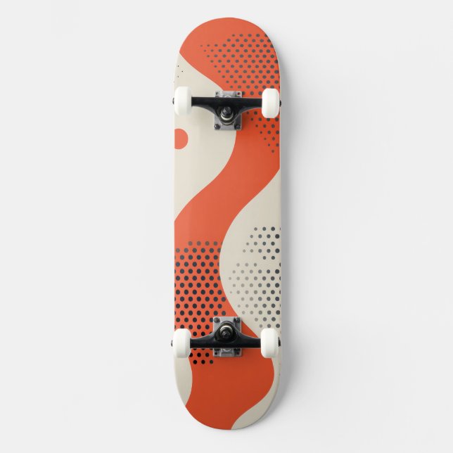 Skate Forma laranja ondulada com pontos pretos (Frente)