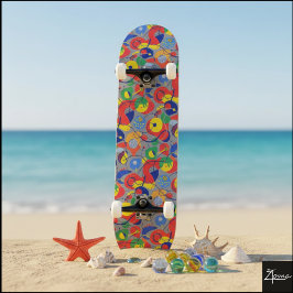 Skate Formas Abstratas Cor Primária Fundo Cinza