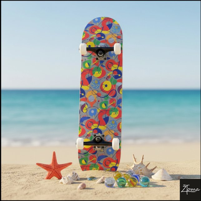 Skate Formas Abstratas Cor Primária Fundo Cinza (Criador carregado)