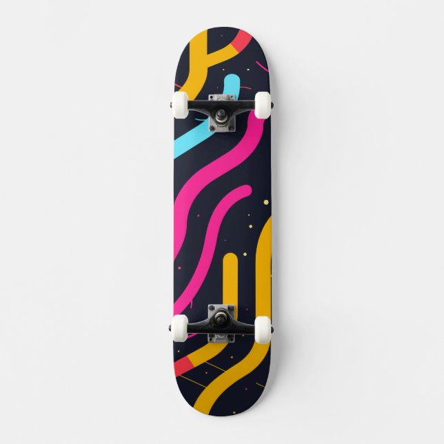 Skate Formas coloridas e curvas a preto (Frente)
