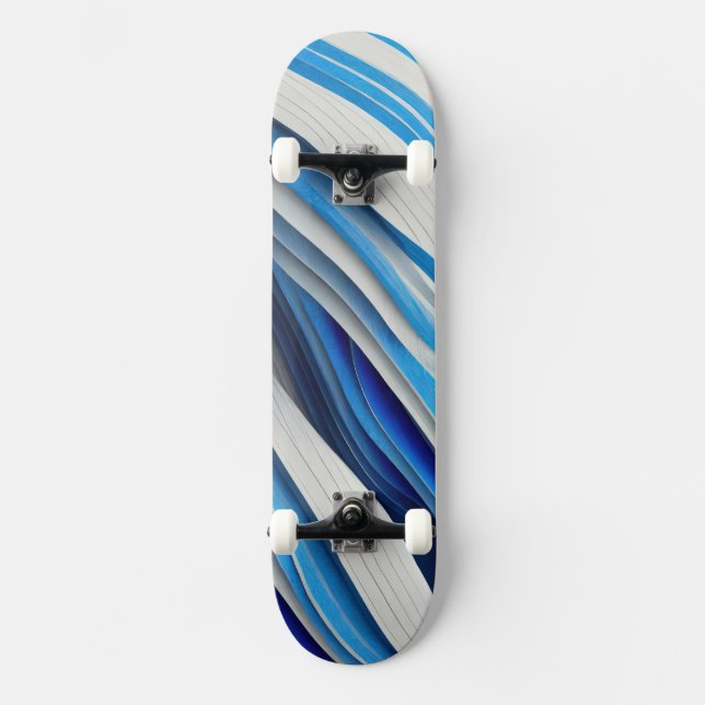 Skate Formas de curvatura espessa em azul e branco (Frente)