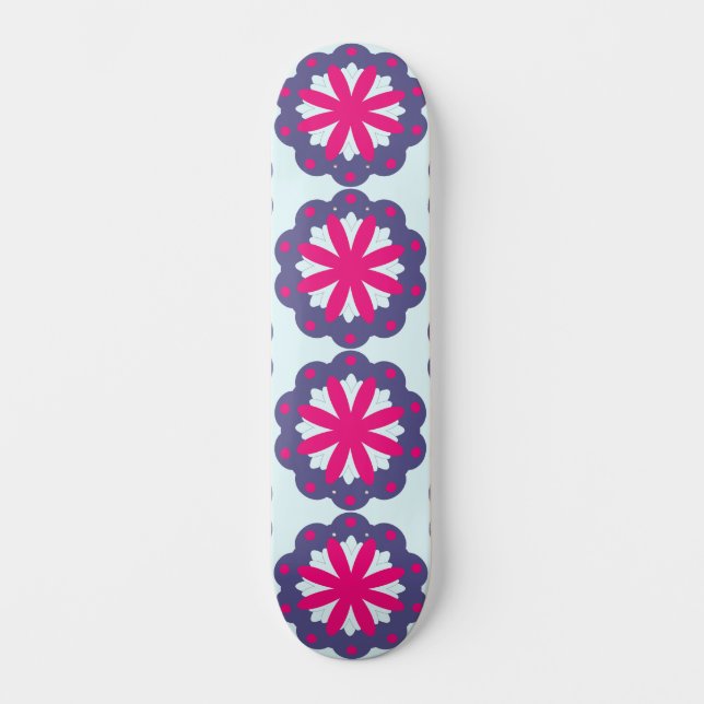 Skate Formas Florais Roxas e Rosas (Frente)