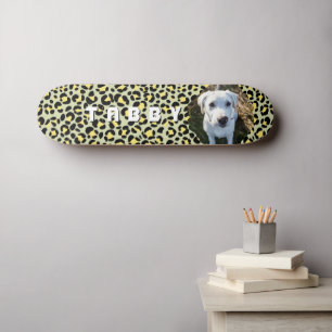 Skate Foto de Cão Preto Amarelo-Leopardo Personalizada