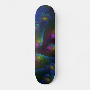 Skate Fractal Abstrato de Disquete Moderno e Luminoso Co