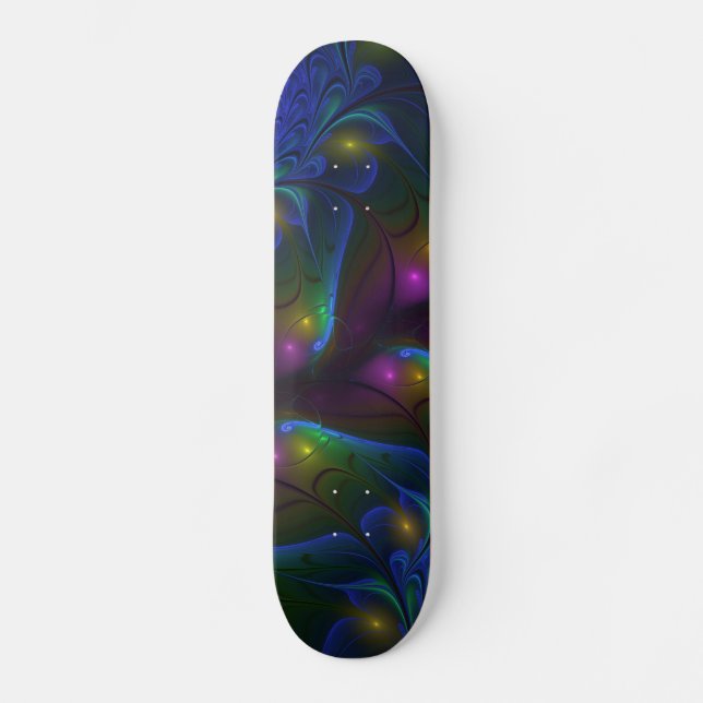 Skate Fractal Abstrato de Disquete Moderno e Luminoso Co (Frente)