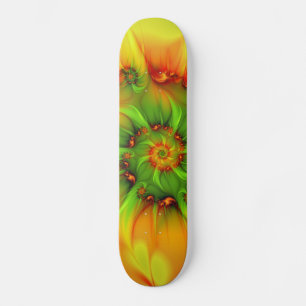 Skate Fractal cor-de-laranja Verde de Verão Quente