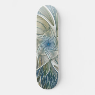 Skate Fractal Khaki azul do abstrato ideal floral do