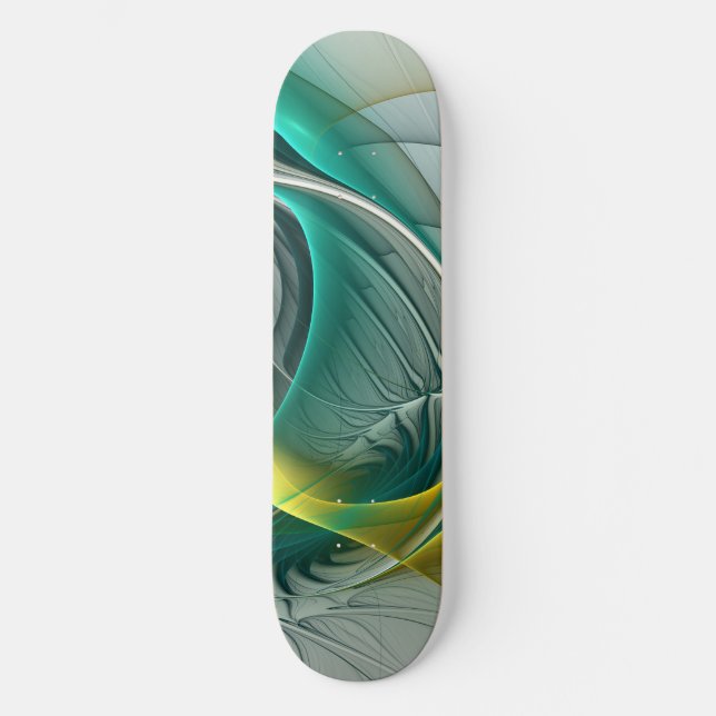 Skate Fractal Teal De Turquoise Com Ouro Hipnótico (Frente)