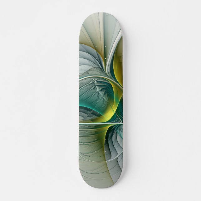 Skate Fractal Teal De Turquoise Com Ouro Hipnótico (Frente)