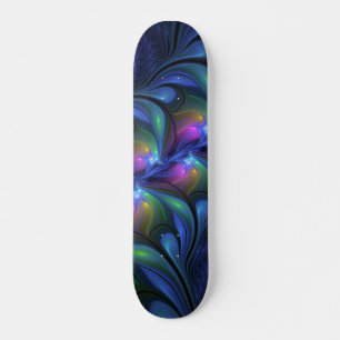 Skate Fractal verde cor-de-rosa azul abstrato luminoso