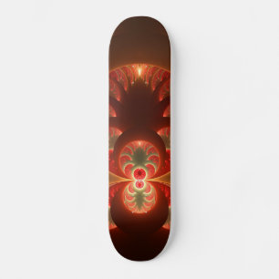 Skate Fractal vermelho-laranja abstrato moderno e lumino