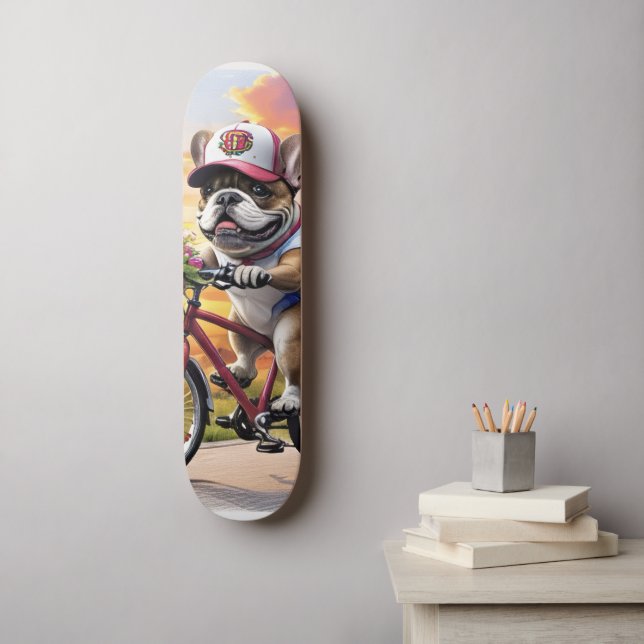 Skate Französische Bulldogge Fahrrad French Bulldog (Arte de parede)