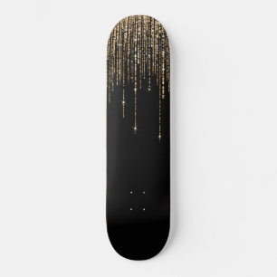 Skate Frente Glitter Preto-Dourado Espelho Preto-Luxo