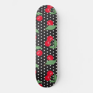 Skate Fruta Cereja Vermelha Folhas Verdes Pontos Pretos