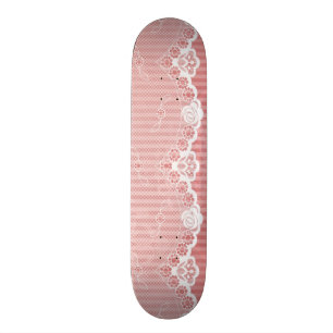 Skate Fundo cor-de-rosa e branco com laço preto