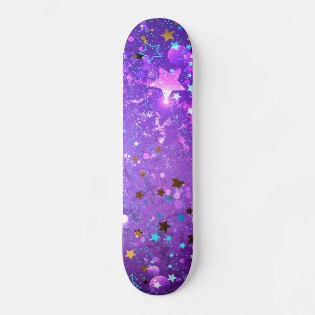 Skate Fundo de folhas roxas com estrelas (Frente)