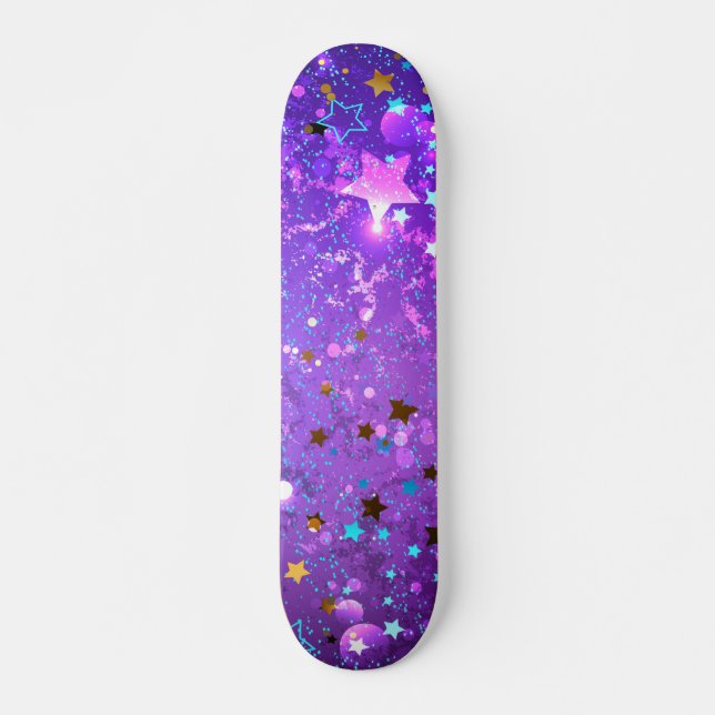Skate Fundo de folhas roxas com estrelas (Frente)