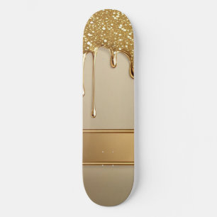 Skate Fundo Dourado Gotejante Com Bordas Brilhantes