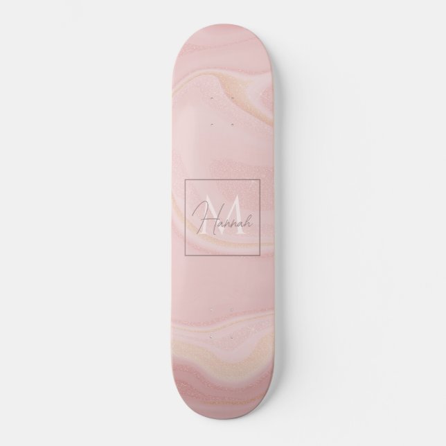 Skate Fundo Dourado Rosa-Marble Moderno (Frente)